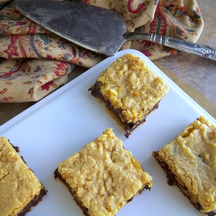Fudgy Peanut Butter Bars made with a cake mix base