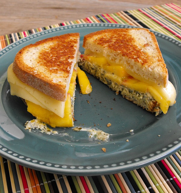 Peach and Pesto Grilled Cheese Sandwich