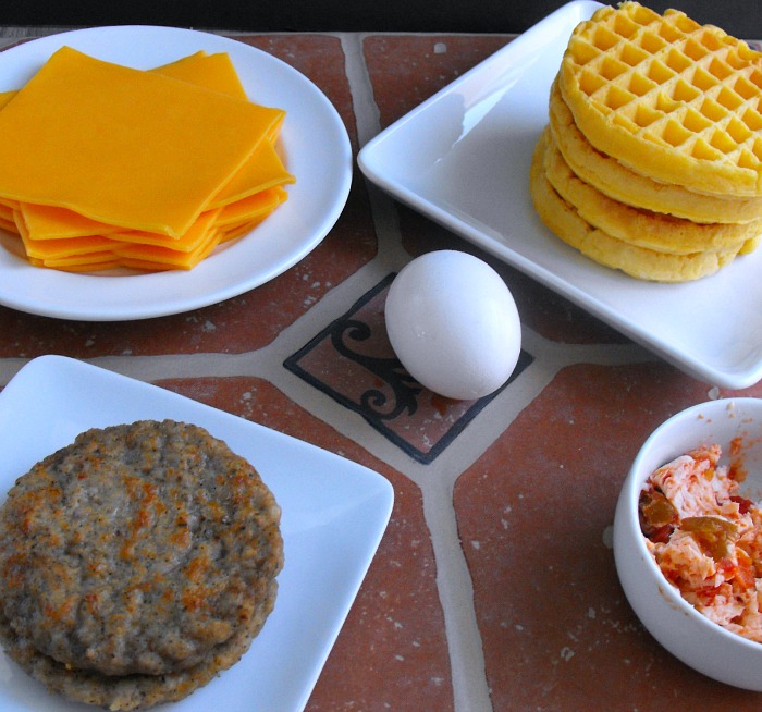 Ingredients for Waffle Sausage Sandwich Olè #shop #breakfastonthego 