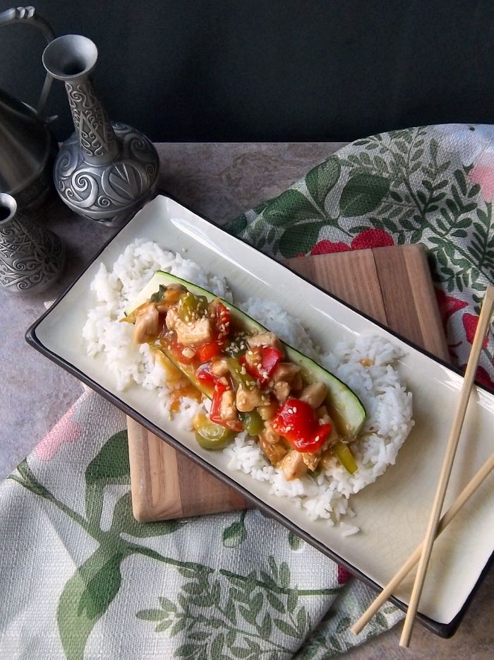 Kung Pao Chicken Zucchini Boats